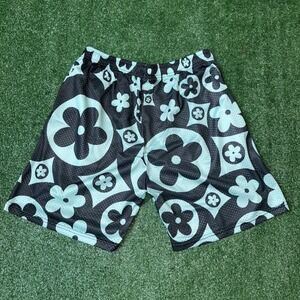 Navy Teal Mesh Shorts‎ Men's XLarge Floral Streetwear